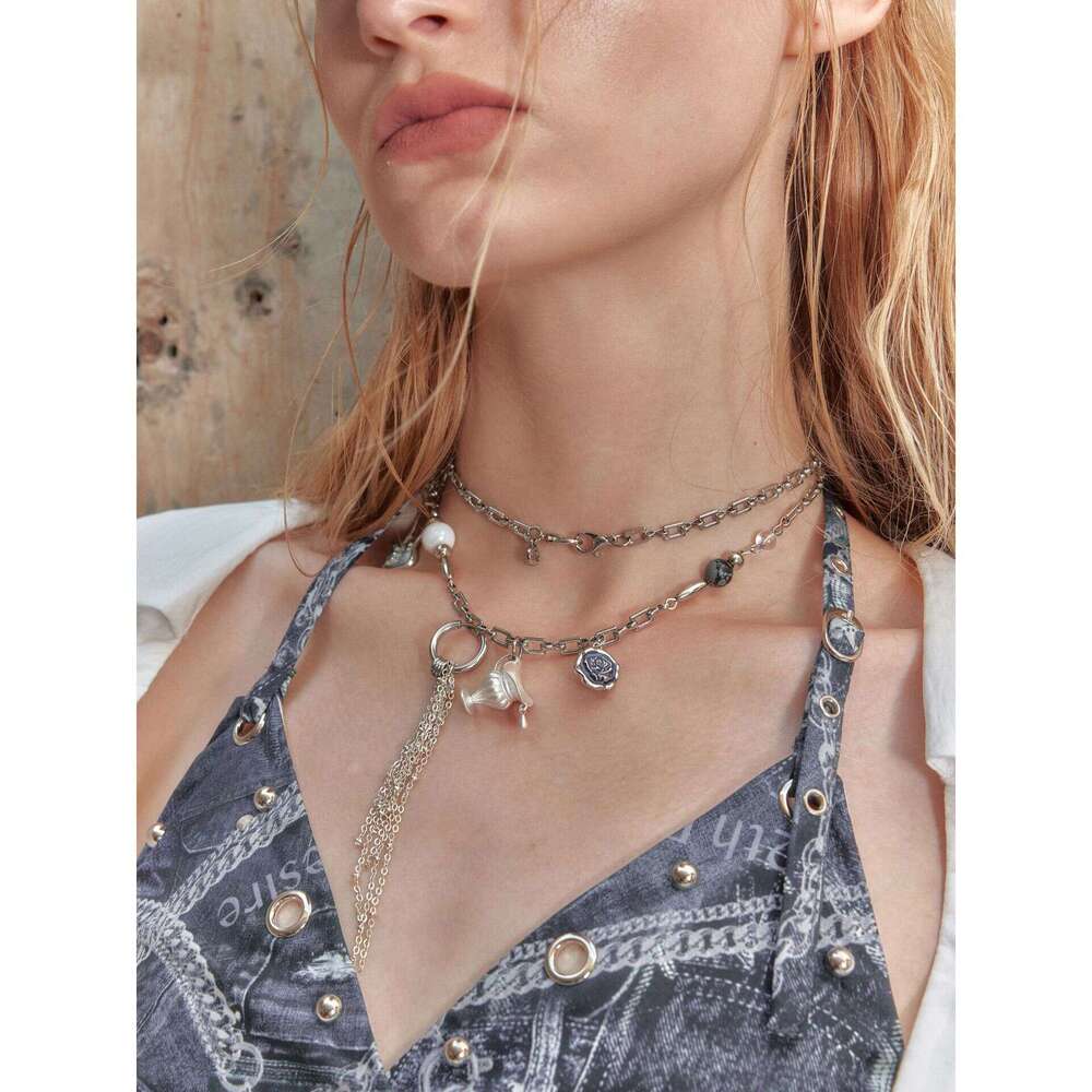 Original Design Watch Kettle Pin Necklace Sweet Dainty Cool Retro Exquisite Choker Collarbone Chain