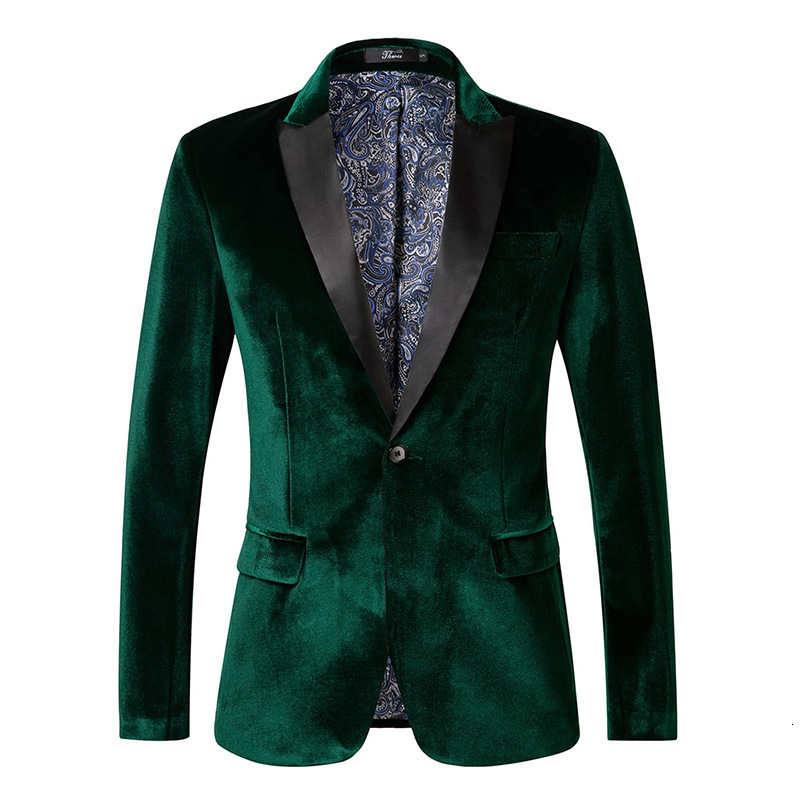 New Mens Suede Blazer Slim Fit Single Button Fashion Wedding Prom Evening Suit Mens Suit