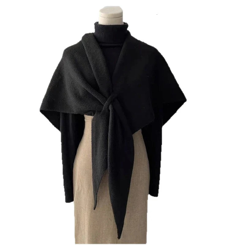 Version Womens Neck Wrap Autumn Winter Thickened Warm Shoulder Shawl Female Triangular Knitted Scarf 260325