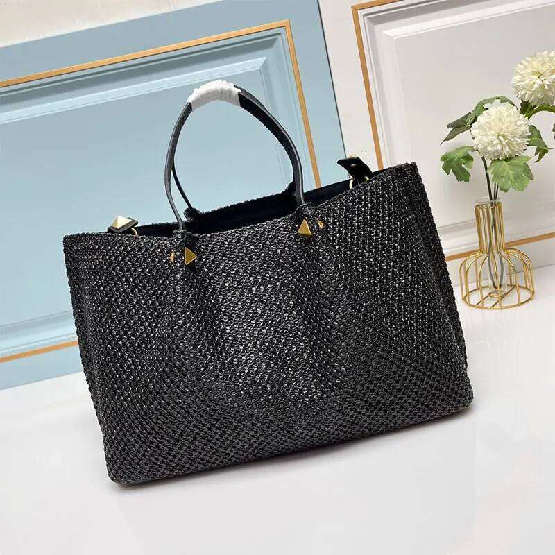 Summer Woven Beach Lady Fashion Large Capacity Tote Bag Travel Vacation Handbag Shoulder Crossbody Handheld Casual Female