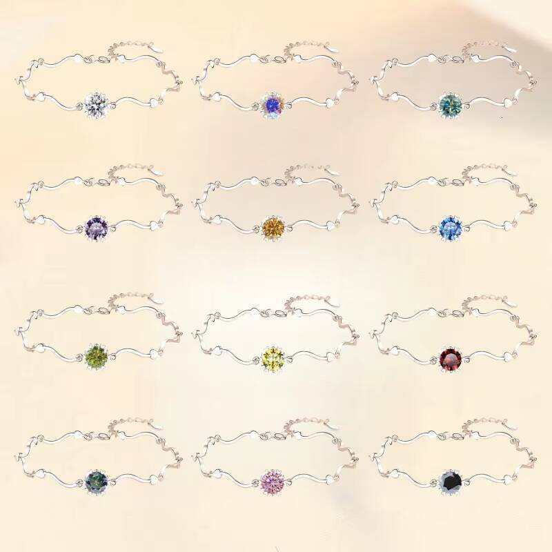 Romantic Heart Snowflake Wave Bracelet S925 Sterling Silver Plated 18K Gold Brilliant Cut Moissanite Jewelry for Women