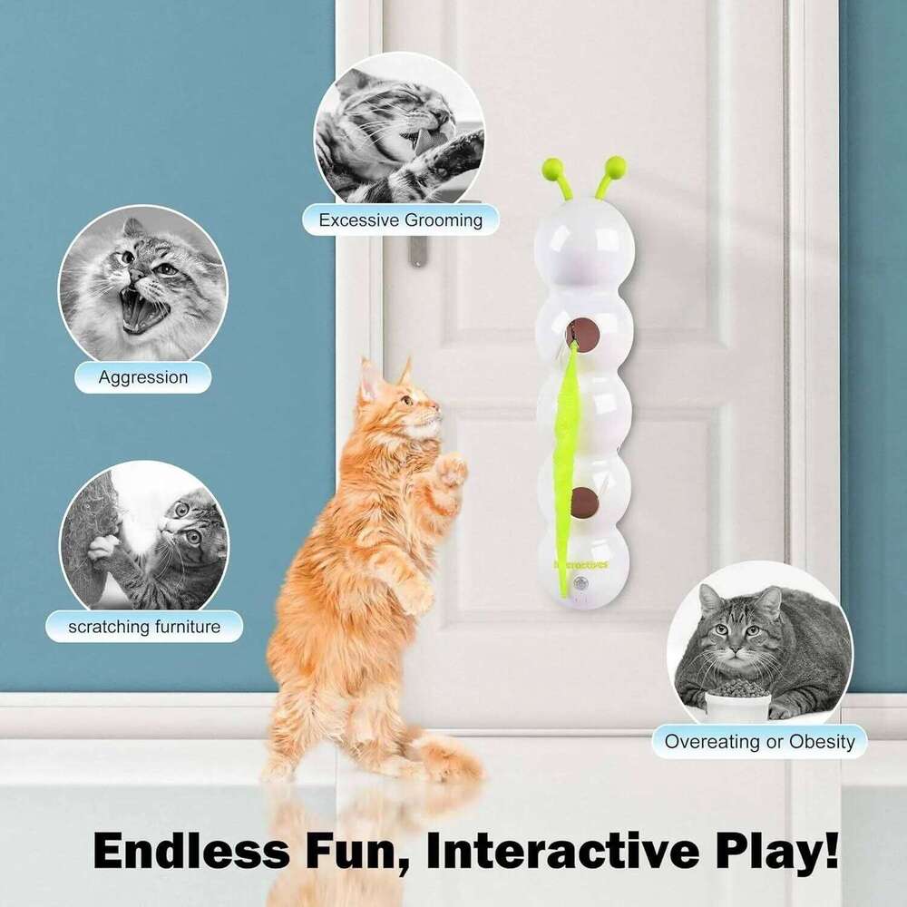 Interactive Intelligent Motion Activated Wack A Worm Post With Tail Automatic Emerging from The Hole Teasing Cat Toy