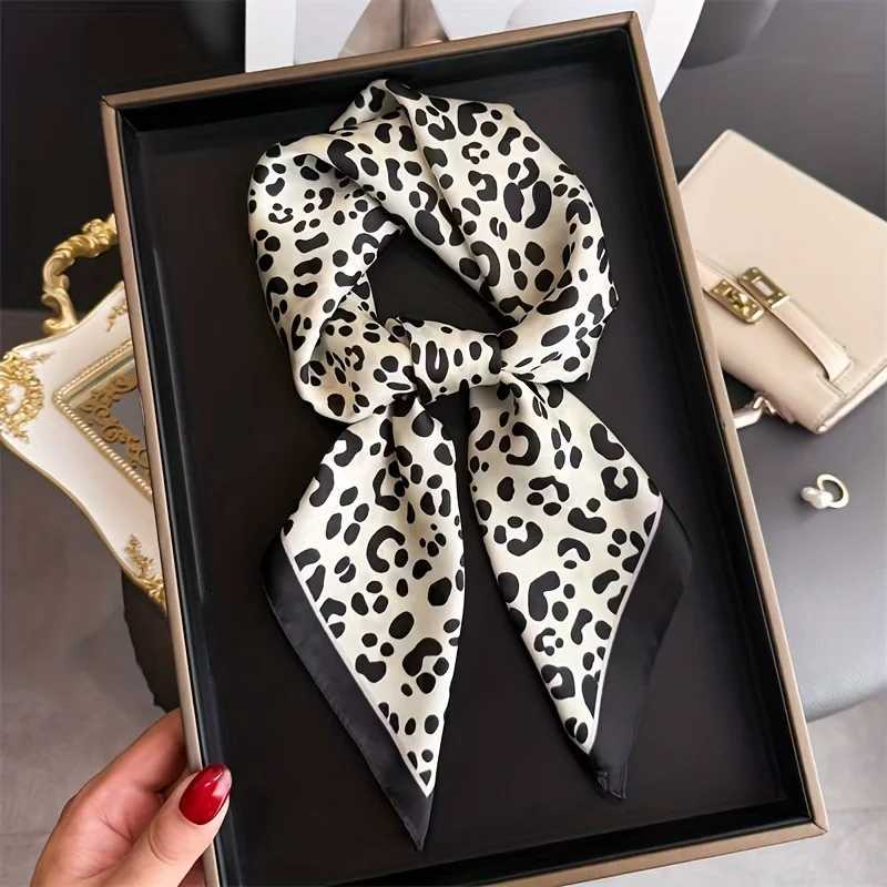 1Pcs Leopard Print Silk Like Scarf for WenSoft Smooth Fashion Neck ScarfOffDaily WearFem Decorative Hair/Bag X260328