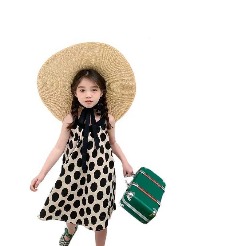 Summer Girls Dress Polka Dot V-Neck Sleeveless Dress Princess Dress 2022 New ChildrenS Clothing Fashion Baby Kids ClothesT260330