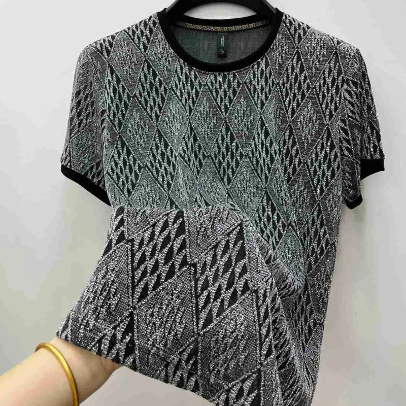 Summer Ice Shreds Quick Drying Ventilation Short Sleeve Men Hollow Net Yarn Printing Loose Round Neck All-match T-shirt 260327
