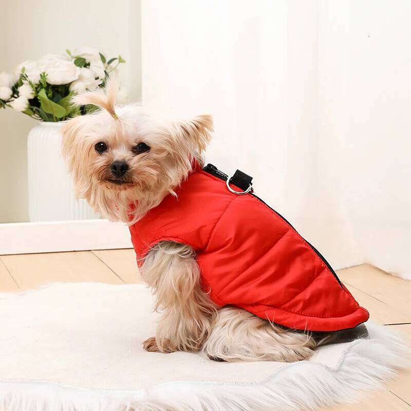 Clothes Pet Dog Jacket Coat For Small Medium Dogs Cats Winter Warm Puppy Solid Outfits With D-ring Russell Terrier Costumes