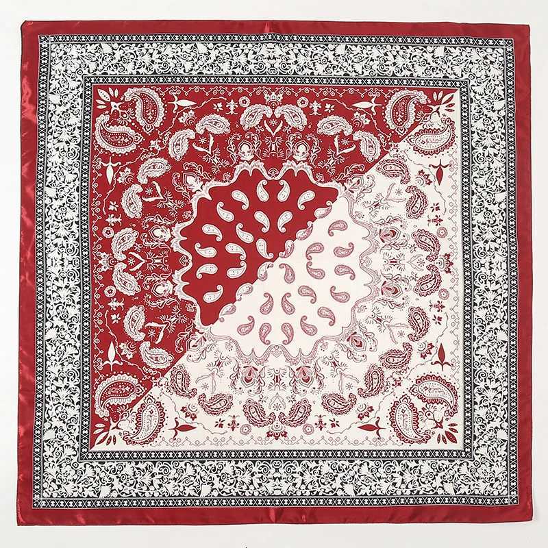 Satin Square Scarf Wen Muslim Hijab Elegant 2025 Print Silk Neckerchief Shawl Wraps band Handle Hair Accessories Bandana X260328