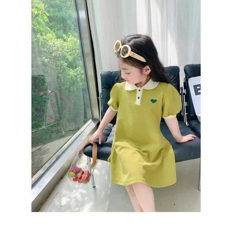 Solid Color Skirt Girls Dress Kids Clothes Baby Girl Dress New A-shaped Skirt Short Sleeves Summer Girls Foreign Style SkirtT260330