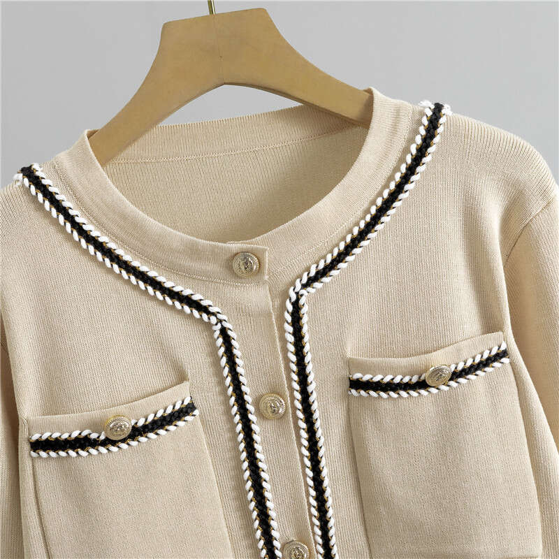Cross Border Autumn Winter Korean Fashionable Elegant Knitted Cardigan For Women Stylish Slimming Two Piece Set Luxury