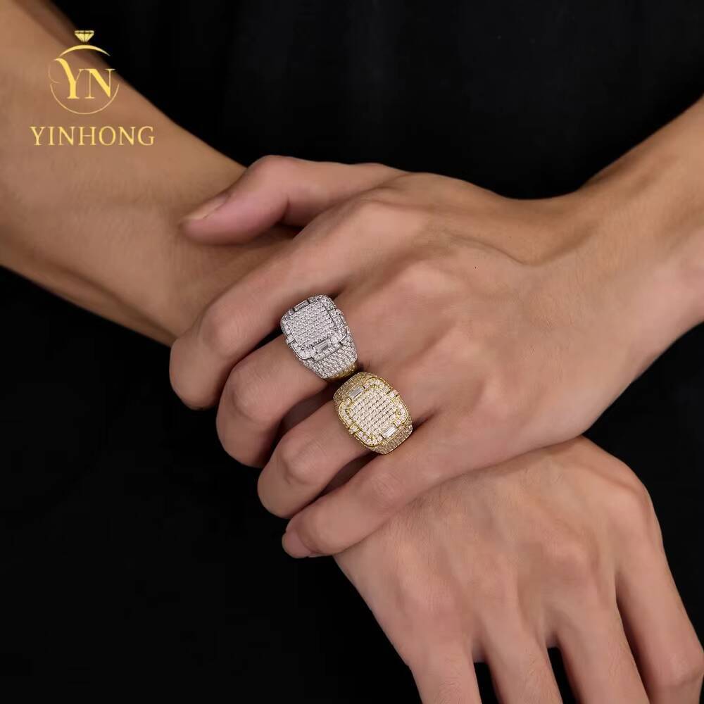 Hot Sale Multiple Choice Custom Hip Hop Men Ring Vvs Moissanite 925 Sterling Silver Rings Diamond Jewelry Ring for Men