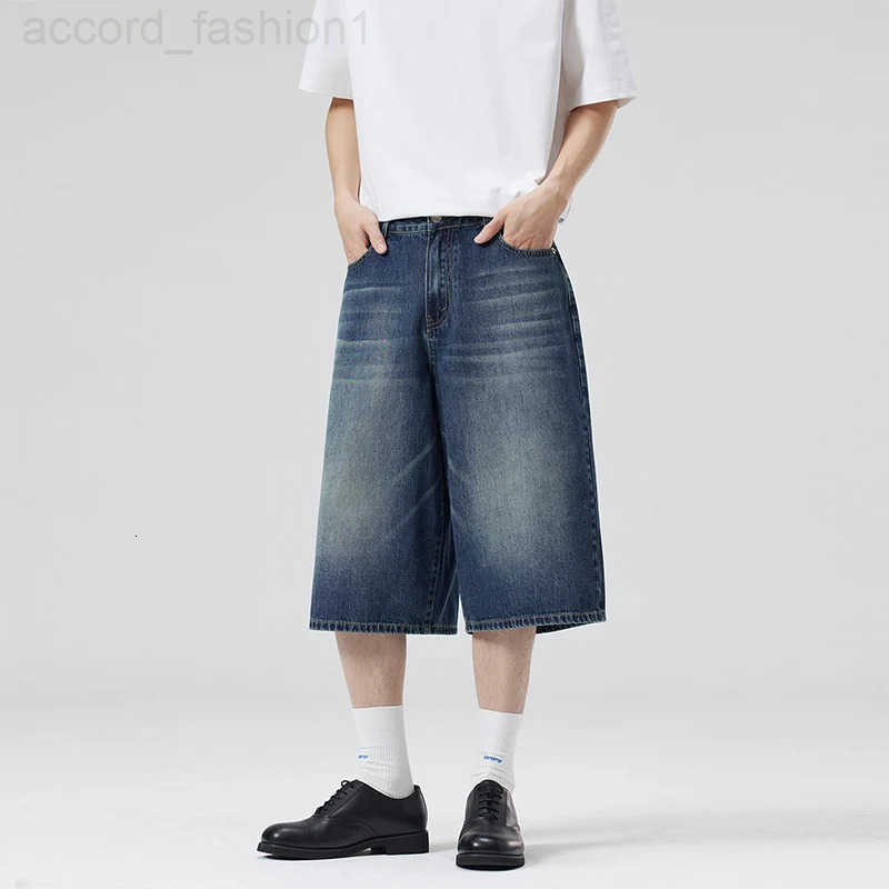 Summer New Fashion Denim Shorts Loose Straight Casual Vintage American Personality Jeans Streetwear Male Short Pants H260330