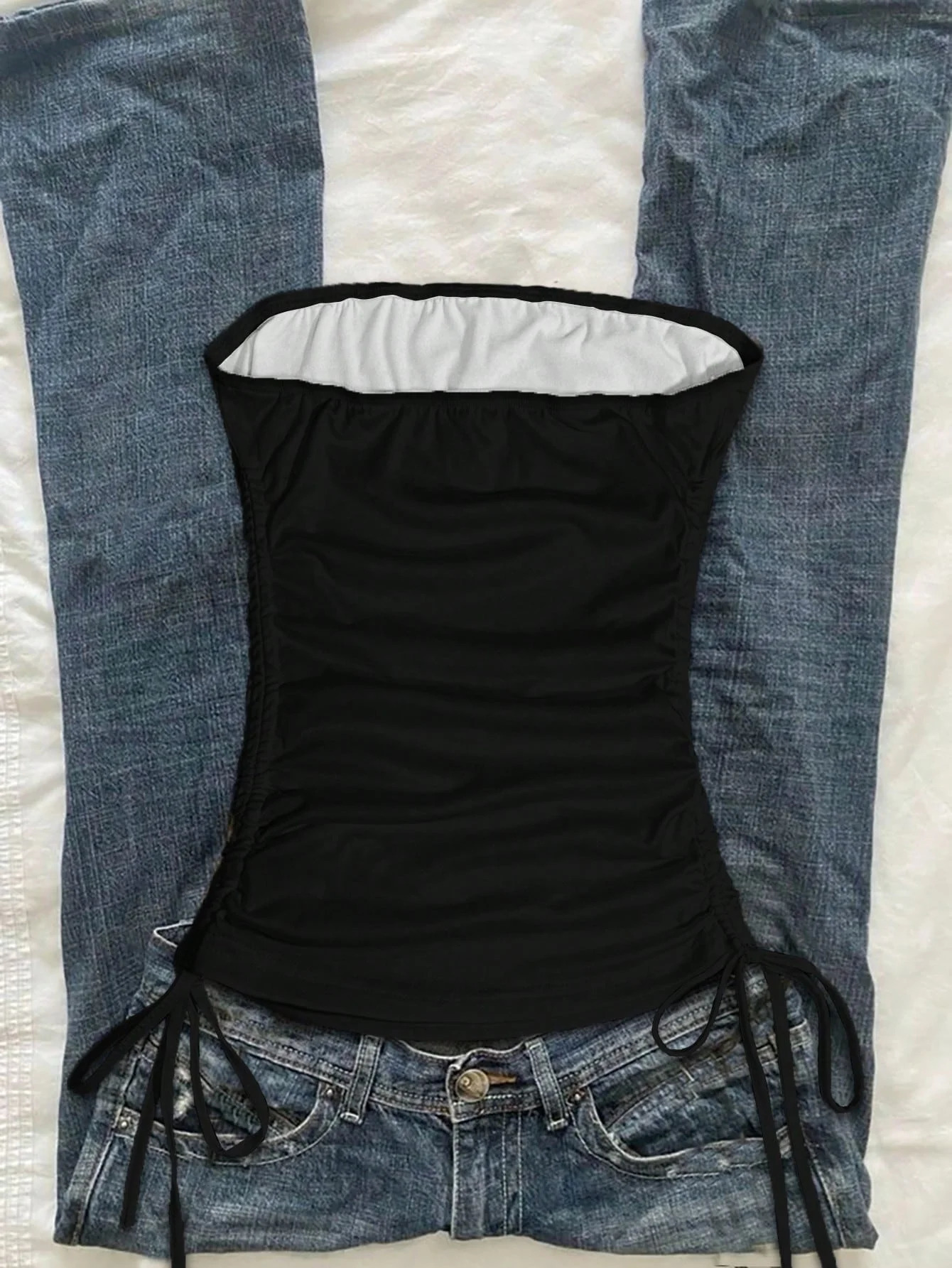Womens casual retro drawstring front cut vest suitable for Y2K and guitar prints in spring and summer 260327
