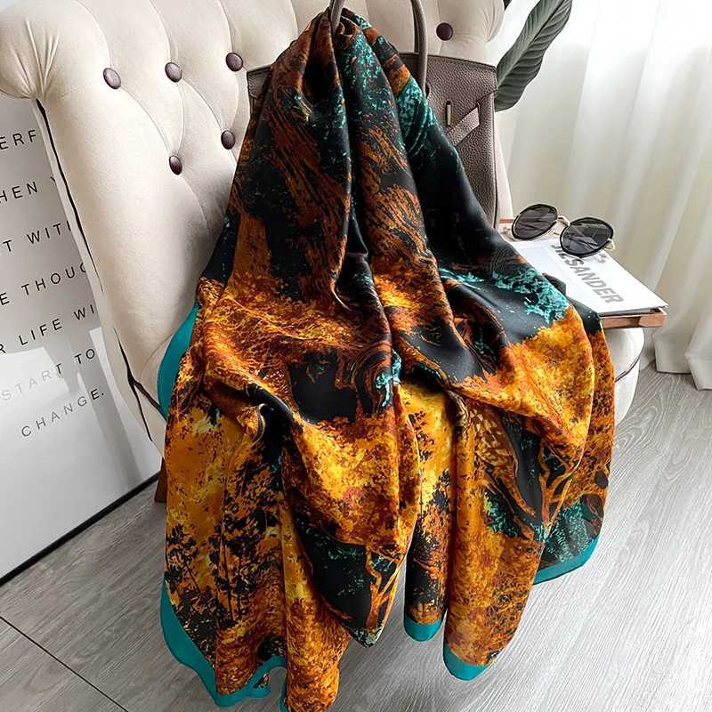 18090cm Luxury Brand New Style Autumn Winter Popar Flower cloth Wen Fashion Silk Print Scarf Ladies Beach Shawl foard X260328