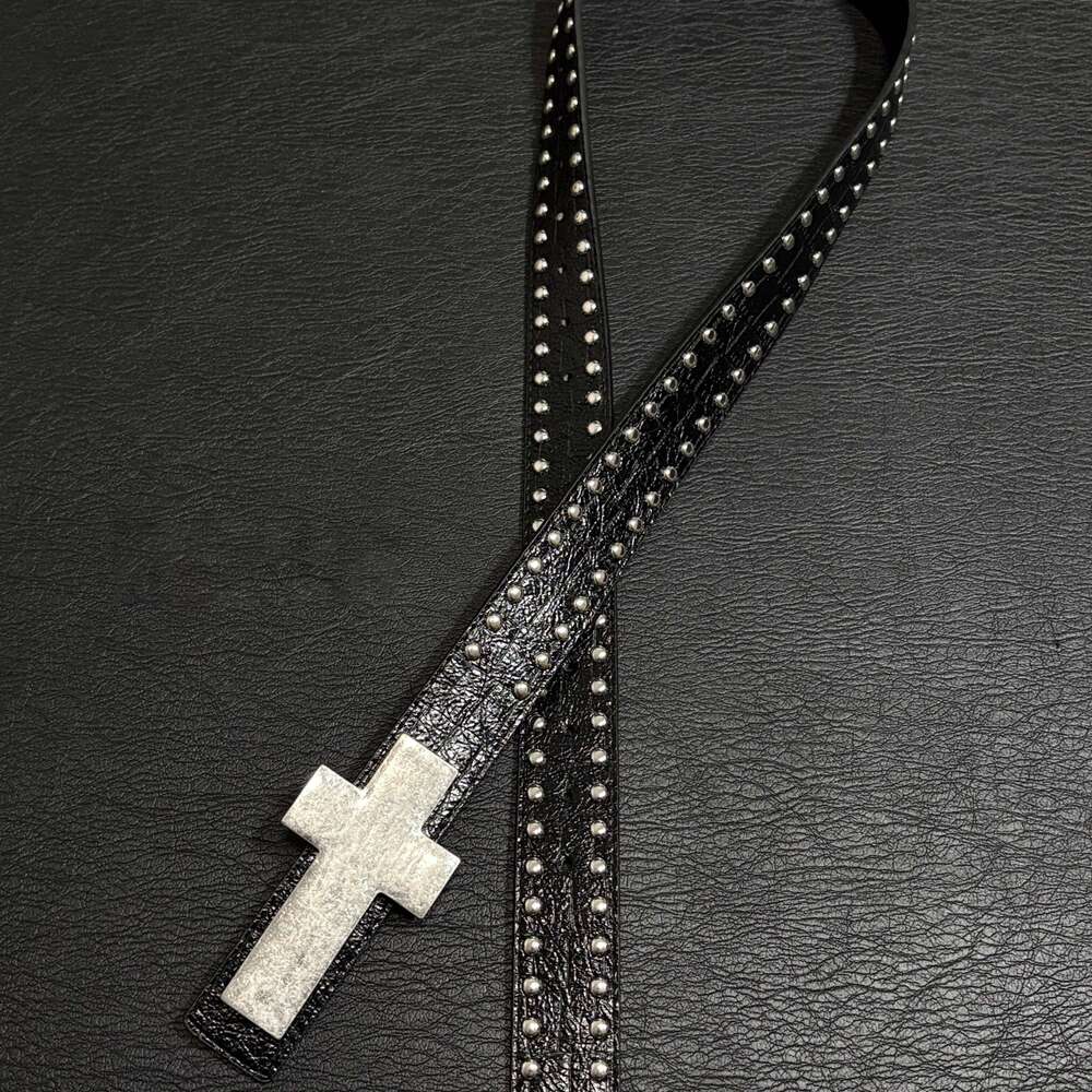 Subculture Harajuku Punk Studded Cross Burst Pattern Hip Hop Street Style Men's Rock Party Music Festival Belt Chunjinqiuli