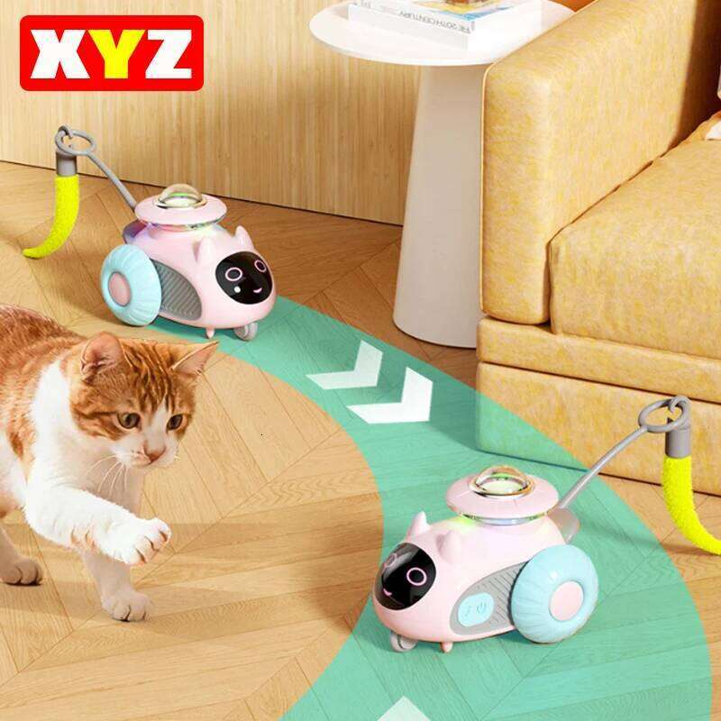 for Indoor Remote Control Smart Automatic Car with Tail Rechargeable LED Auto Moving Exercise Interactive Cat Toys