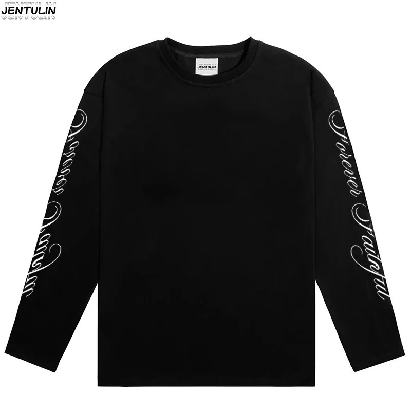 Men Clothing High Quality Letters Graphic Printing Casual Loose Long Sleeve T Shirts Y2K Trend Women Fashion Vintage Streetwear 260327