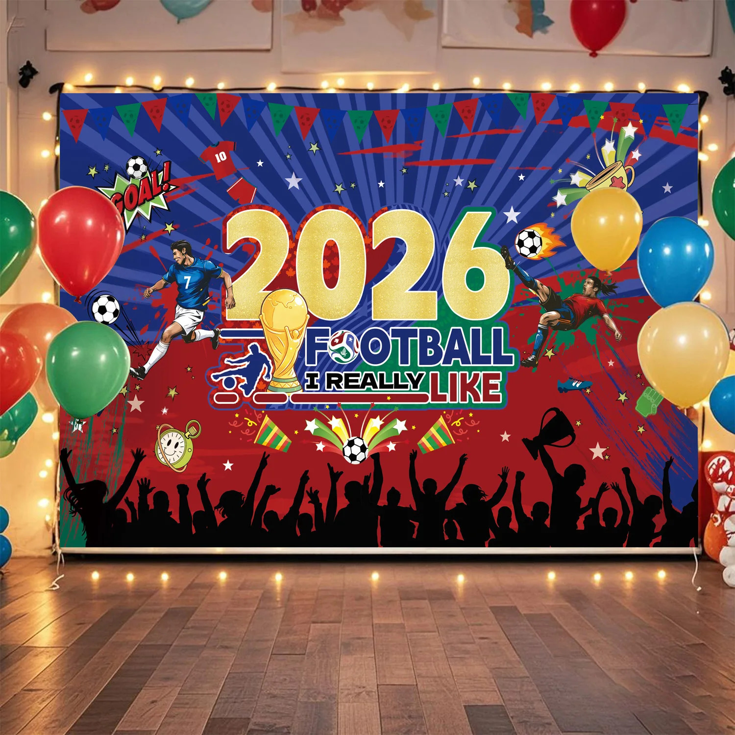 2026 Football Party Decoration Paper Dish Napkins Tablecloth Balloon Caketopper Backdrop Soccer Parties Prop Diy Decoration 260330