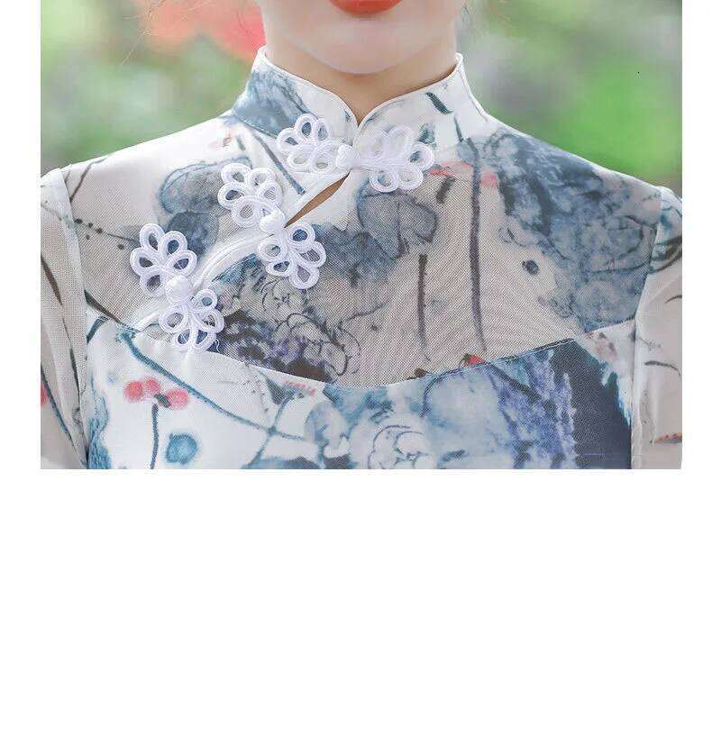 Women New Plus Size Summer Long Cheongsam Lined Vintage Evening Dress Slim Elegant Wedding Show Costumes Qipao M To 5Xl MAKOUFEI