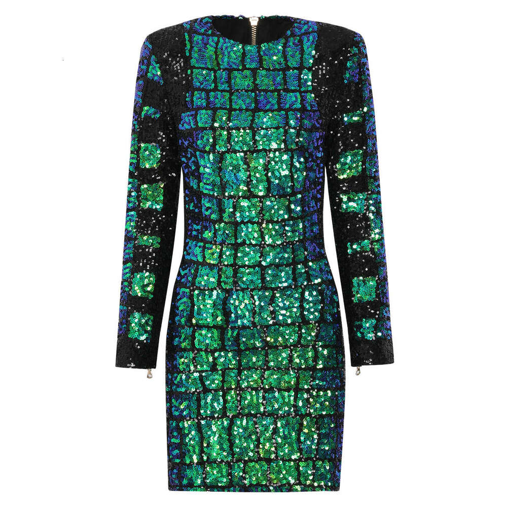 Spring D7 and summer new designer sequins elegant annual meeting slim fit stage women's party dress