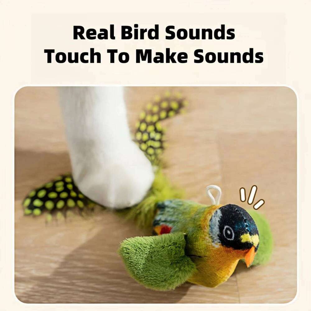 Interactive Imitated Chirping Cat Sparrow with Catnip Squeak Toys Simulation Bird Sound No Battery Pet Dog Toy