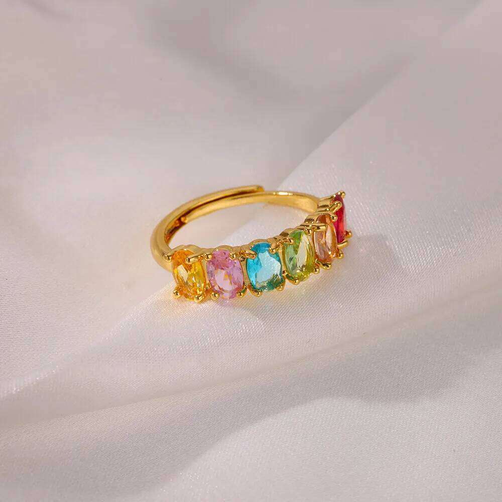 Ring Crtystal Waterdrop Rings For Women Stainless Steel Gold Color Geometric Adjustable Ring Wedding Party Fashion Jewerly Visionice