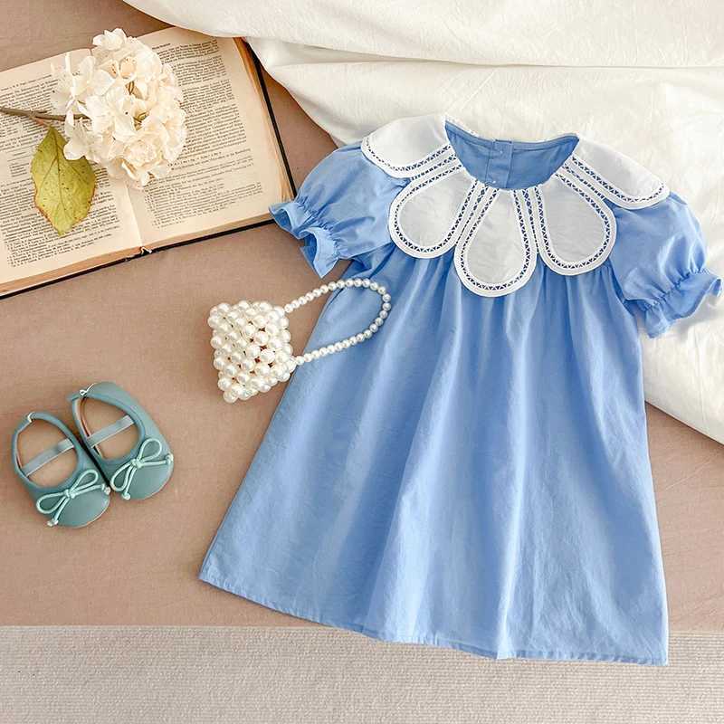 2-6Yrs Baby Girls Clothes Petal Collar Cotton New Toddler Girl Dresses Summer Baby Dress Kids Girls Casual Soft Dress PrincessT260330