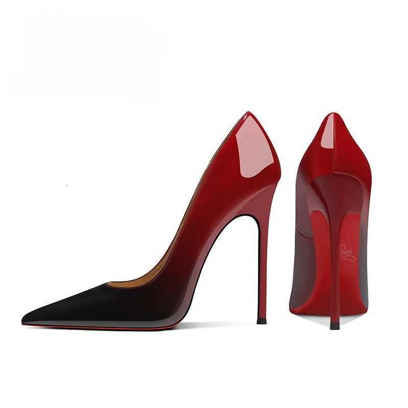 Patent Leather Gradual Change Color Super High Heels Womens Thin Heels Sexy Temperament Commuter Womens Shoes Z260330