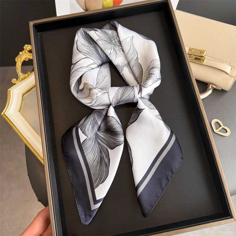 Design Floral Print Silk Square Scarf Women Soft Satin Kerchief Hairband Neckerchief Head Hijab Lady Headband Foulard Bag Ribbon Z260330