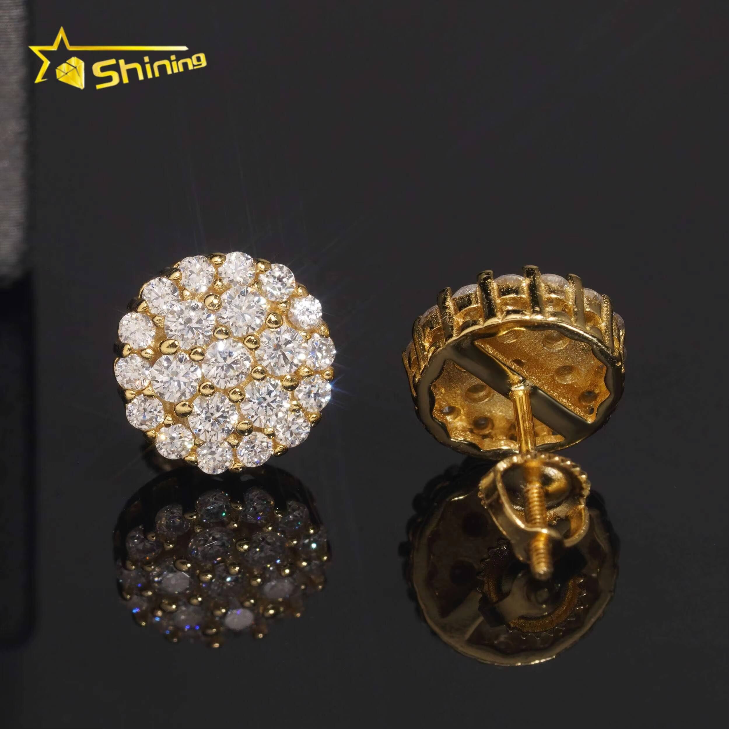Wholesale Factory Direct 925 Sterling Silver Iced Out Hip Hop Diamond Moissanite Earrings for Men