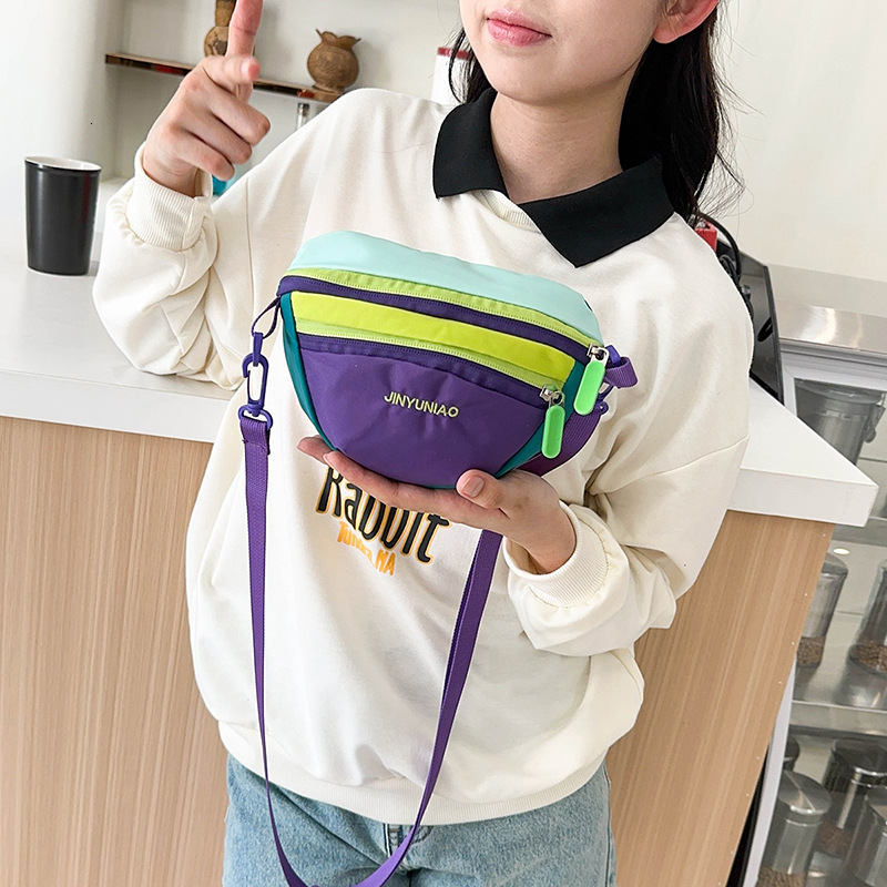 2025 Fashion Dopamine Color-Block Unisex Outdoor Sports Hiking Portable Waterproof Nylon Crossbody Chest Bag