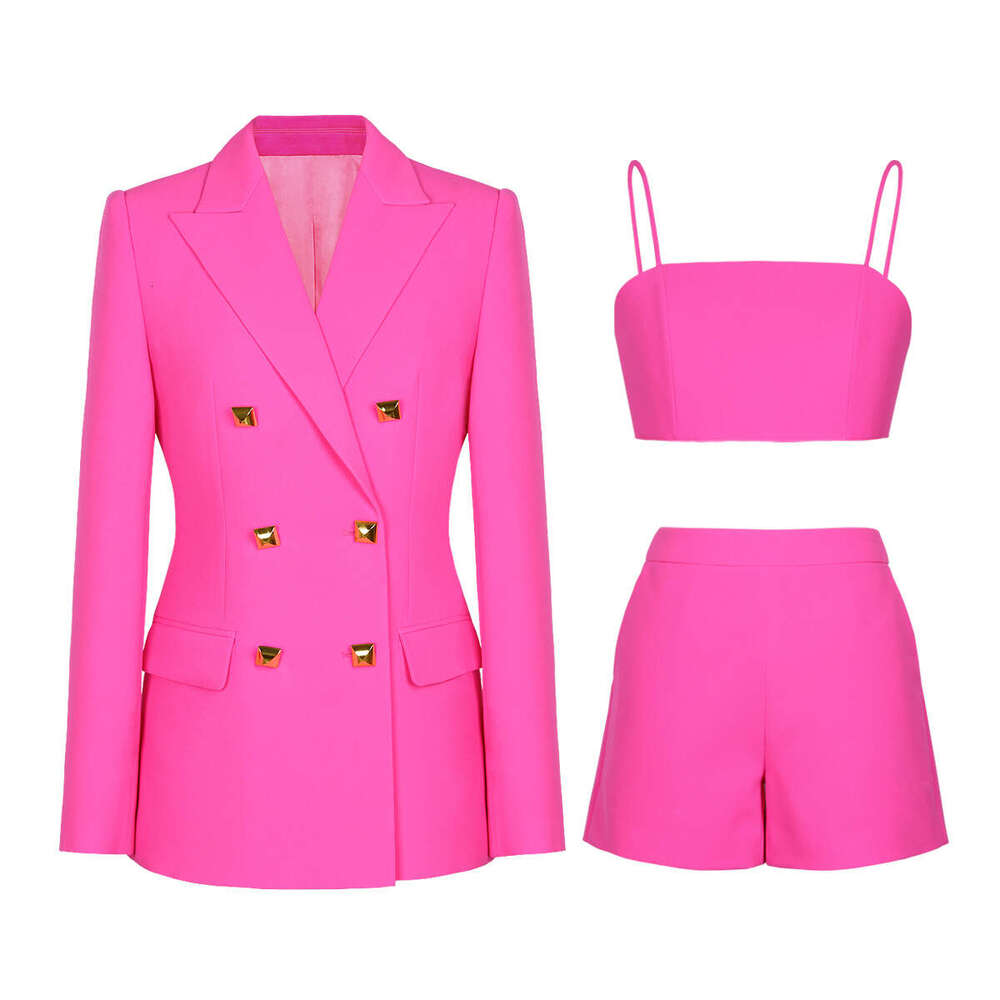 Spring and Autumn New Designer Elegant Commuting Fashion A9 Women's Suit with Tank Top and Shorts 3-Piece Set