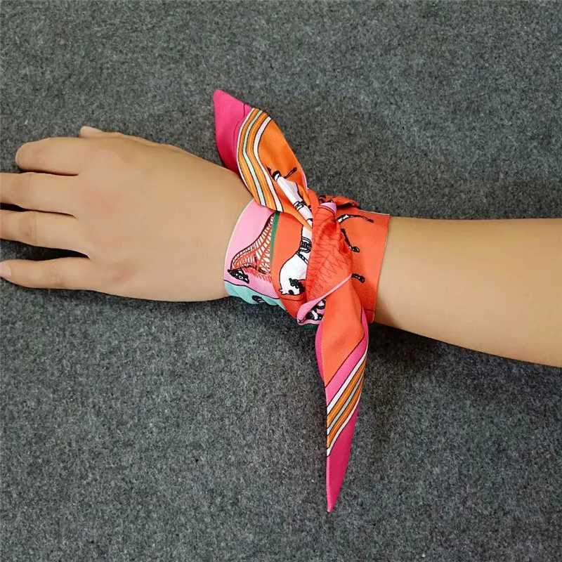 New Fashion Scarf For Wen Horse Printing Skinny Bag Scarf Brand Silk Foard Wen Ribbon Tie Scarves For Ladies X260328