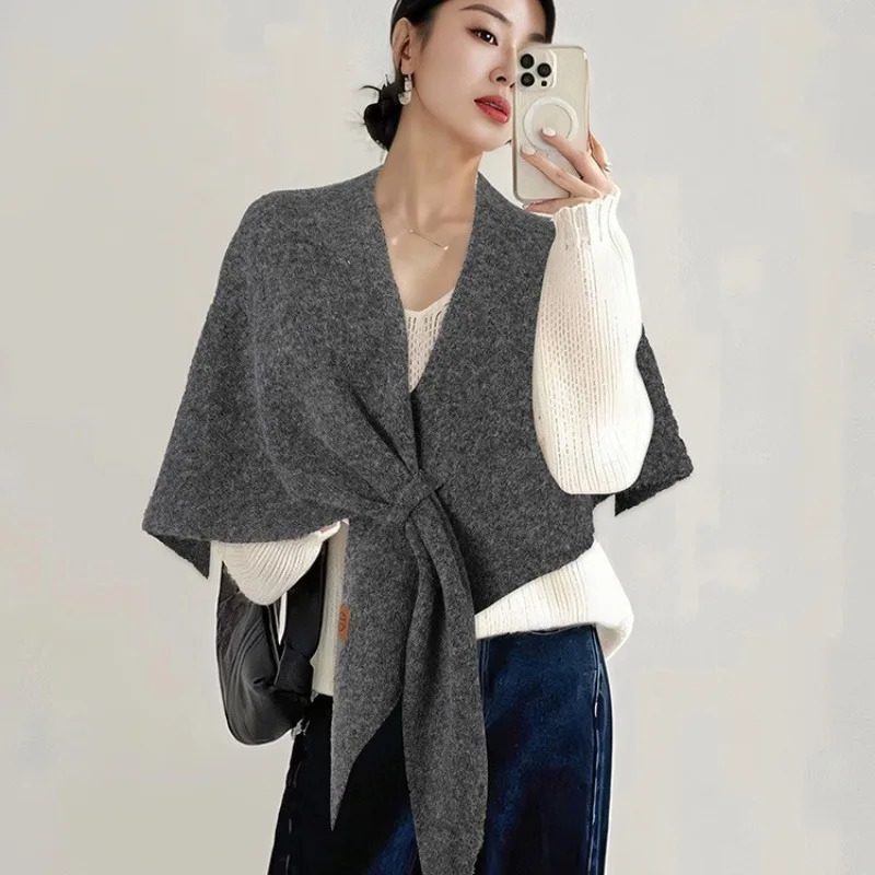 Version Womens Neck Wrap Autumn and Winter Wool Blended Triangular Shawl Female Thickened with Knitted Warm Shoulder XWJ116 260325