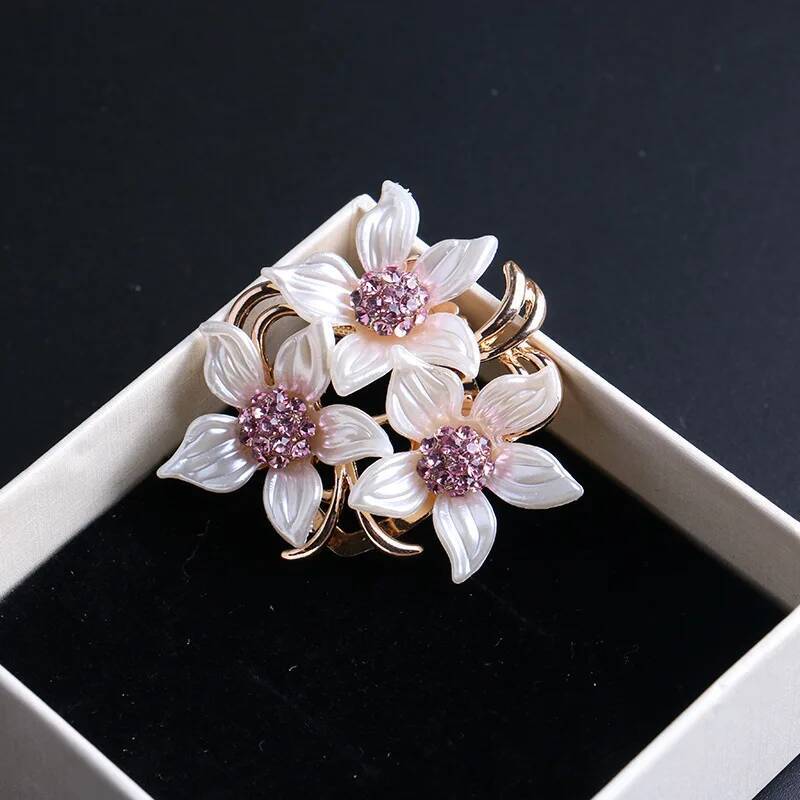 European and American high-end exquisite brooch camellia silk dual-purpose scarf buckle flower clothes accessories