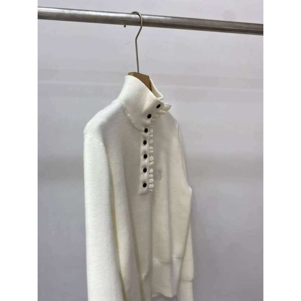 Women Turtleneck Tops Long Sleeve Simple All-Match Ruffles Lady Knitted Sweater Autumn Knitwear Mdng260330