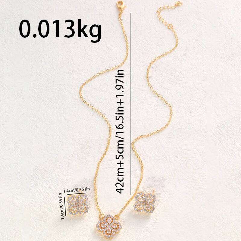Jewelry Set With Earrings Necklaces High Quality Flower Shaped Decorative Designer Earr Necklace Made Of Copper And Set Zirconium Stones Gift for Wome