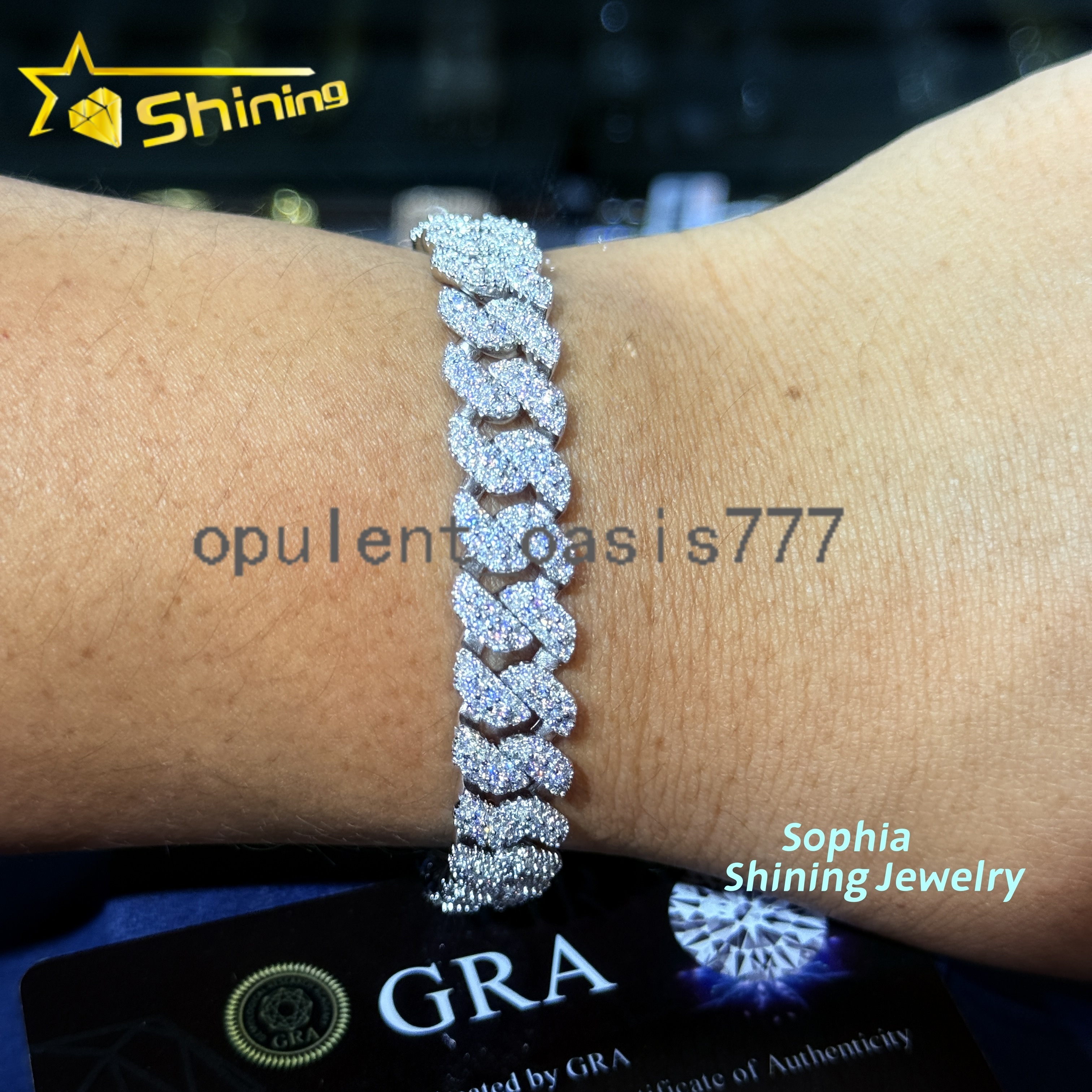10MM S925 Silver Fine Jewelry Necklace Chain Hip Hop Iced Out Halo Design Miami Moissanite Cuban Link Bracelet