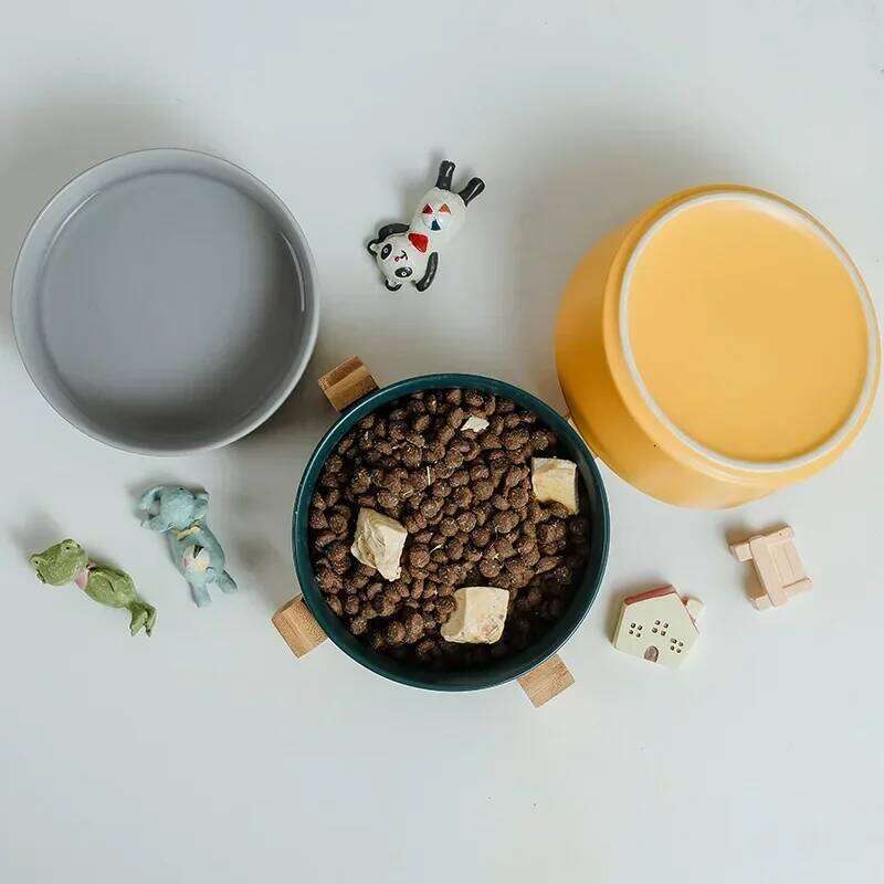 Self-Assembly Ceramic Double Dog 400ML Pet Feeding Bowl Cat Puppy Feeder Product SuppliesFood Water Bowls 26W0330