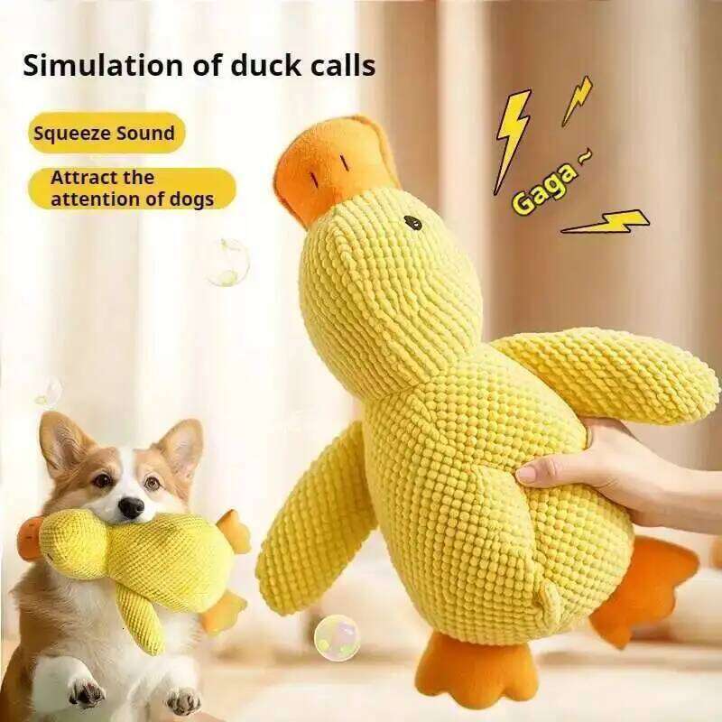 Plush Dog Calming Companion Sleeping Duck Toys Durable Squeaky for Puppy Teeth Cleaning Chew Pet Toy