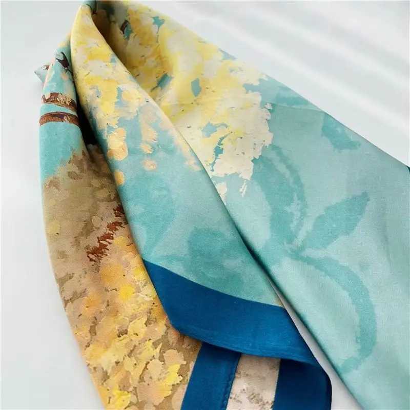 100 Mberry Silk Scarf Van Gogh Inspired Bloss Tree Oil Painting Print Lightweight Fashion Wens Scarves X260328