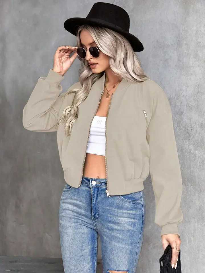 Womens Long Sleeve Fitted Jacket Coat Casual Plain Design All Seasons Wear Comfortable and Stylish OuterwearT260328