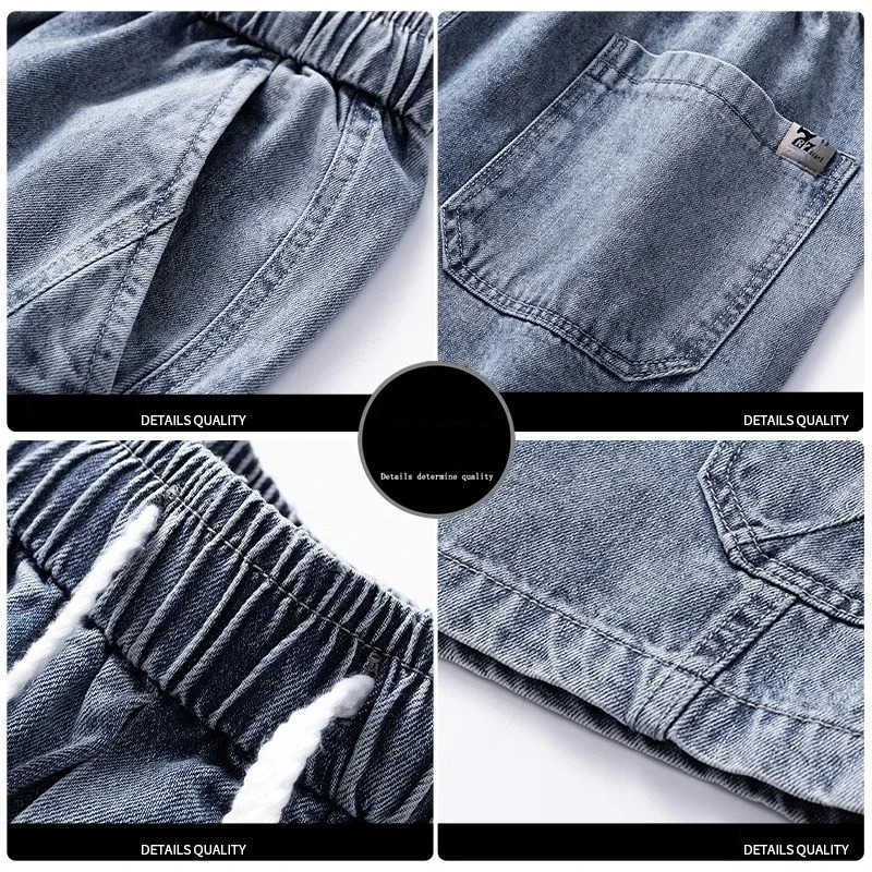 Summer Mens High Street Baggy Cargo Denim Shorts 2026 New Y2K Vintage Drawstring Jorts Hip Hop Fashion Blue Short Jean Pants H260330