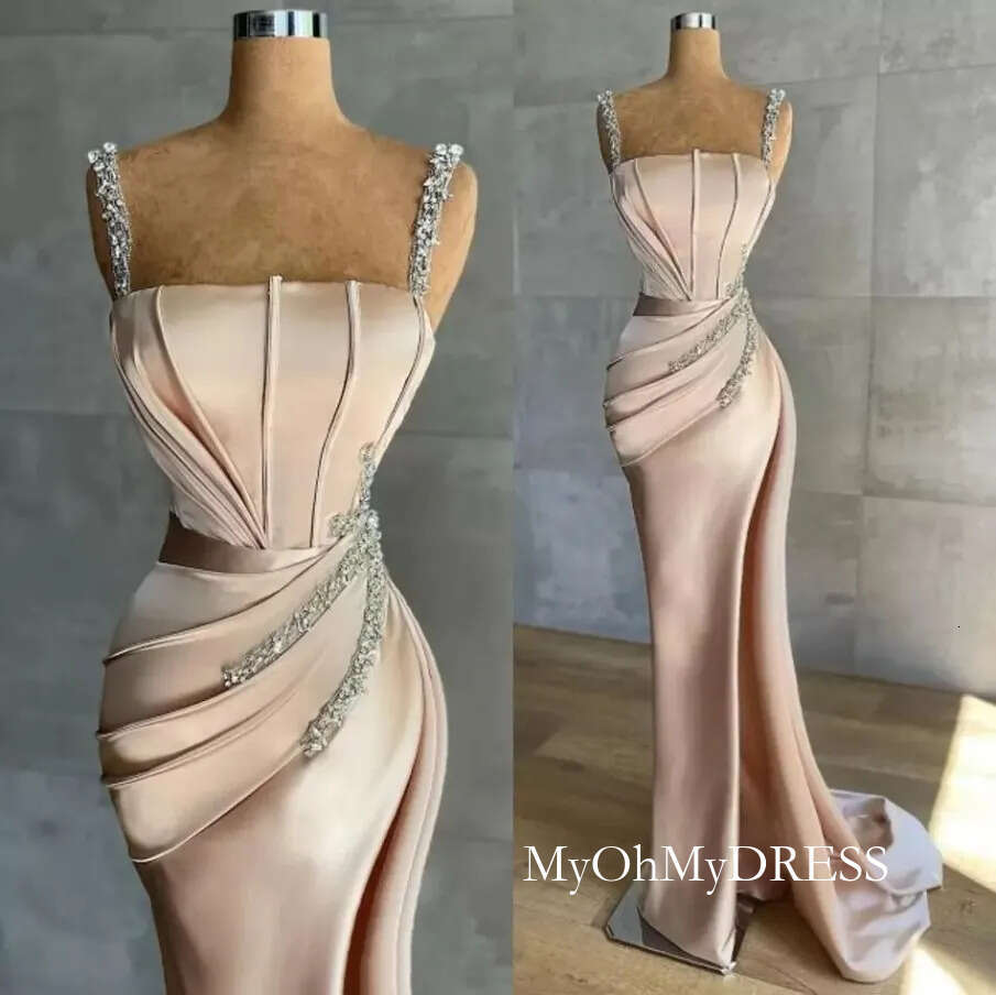 Chic Sheath Mermaid Evening Dresses 2026 Latest Sexy Spaghetti Strap Sequins Pleats Long Formal Party Celebrity Gowns Vestidos Bc10081f09 D0330