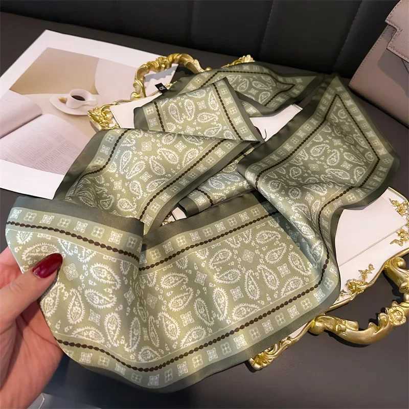 Women Silk Feeling Scarf Fashion Print Neckerchief Lady Hairbands Long Bag Handle Decoration Ties Foulard Head Band Z260330