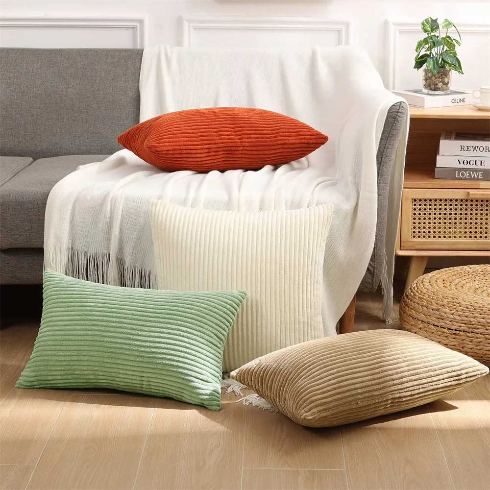 Olanly Corduroy Cushion Cover 45x45 Soft Fluffy Strip Pillow Cover 50x50 Luxury Decorative Home Pillow Case For Sofa Living Room H260330 - view 6
