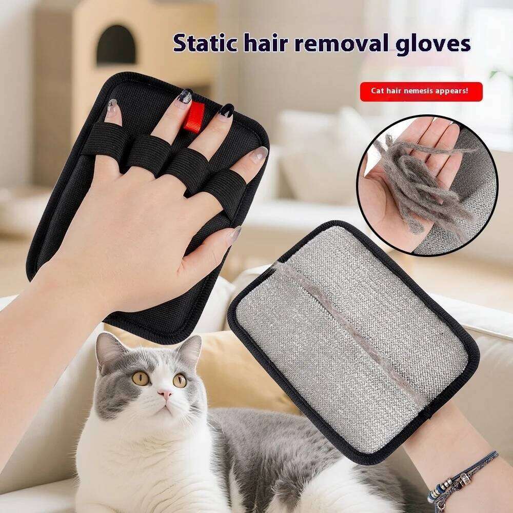 Upgrade Tool Reusable Static Removal Double-Sided Grooming Gloves for Pets Removes Pet Fur Hair Carpets