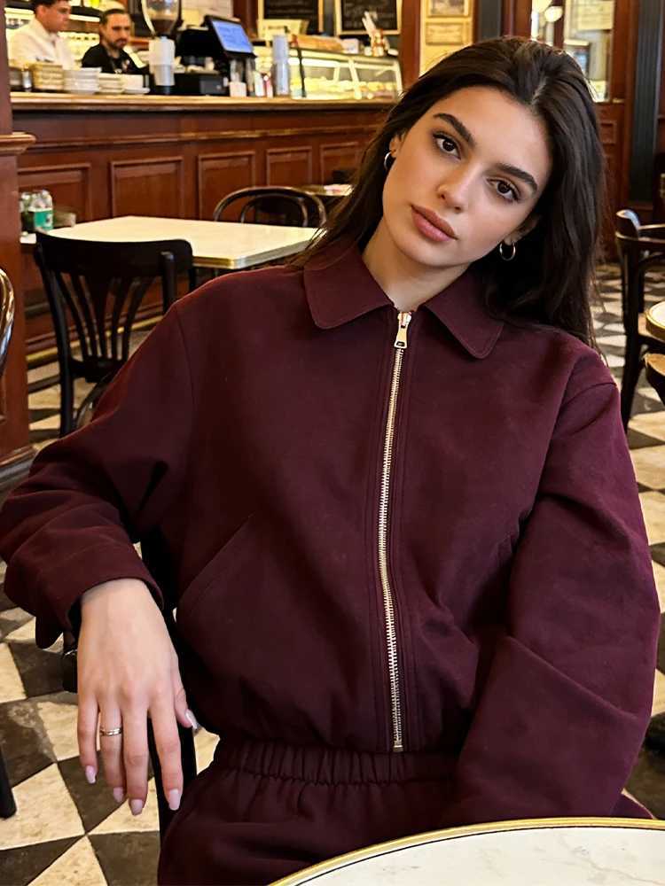 SLTNX Womens Lapel Coat Spring and Autumn Leisure Zipper Cardigan Coat Short Corset TopT260328