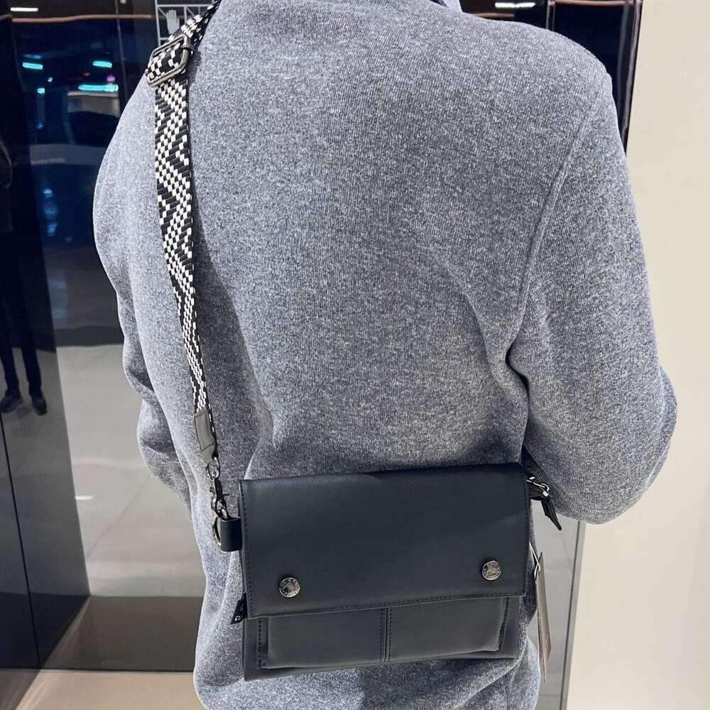 Three Box Casual Men S PU Leather Crossbody Bag Youth Ultra Thin Ribbon Single Shoulder Trendy Unisex Handbag High Quality Luxury Bag