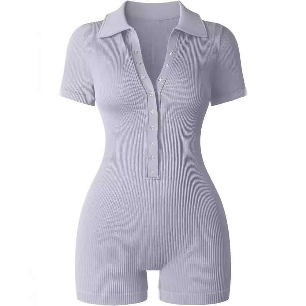 European and American 2026 cross-border women's yoga jumpsuit, ribbed V-neck, elastic waist, sports jumpsuit