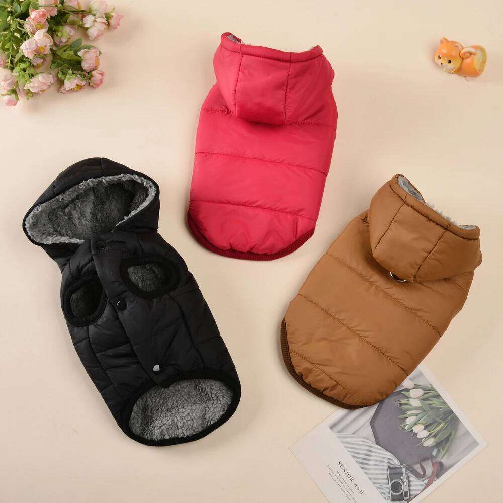 Hoodie Pet Dog Jacket For Small Medium Dogs Winter Warm Puppy with D-ring Waterproof Cat Coat Bulldog Clothing